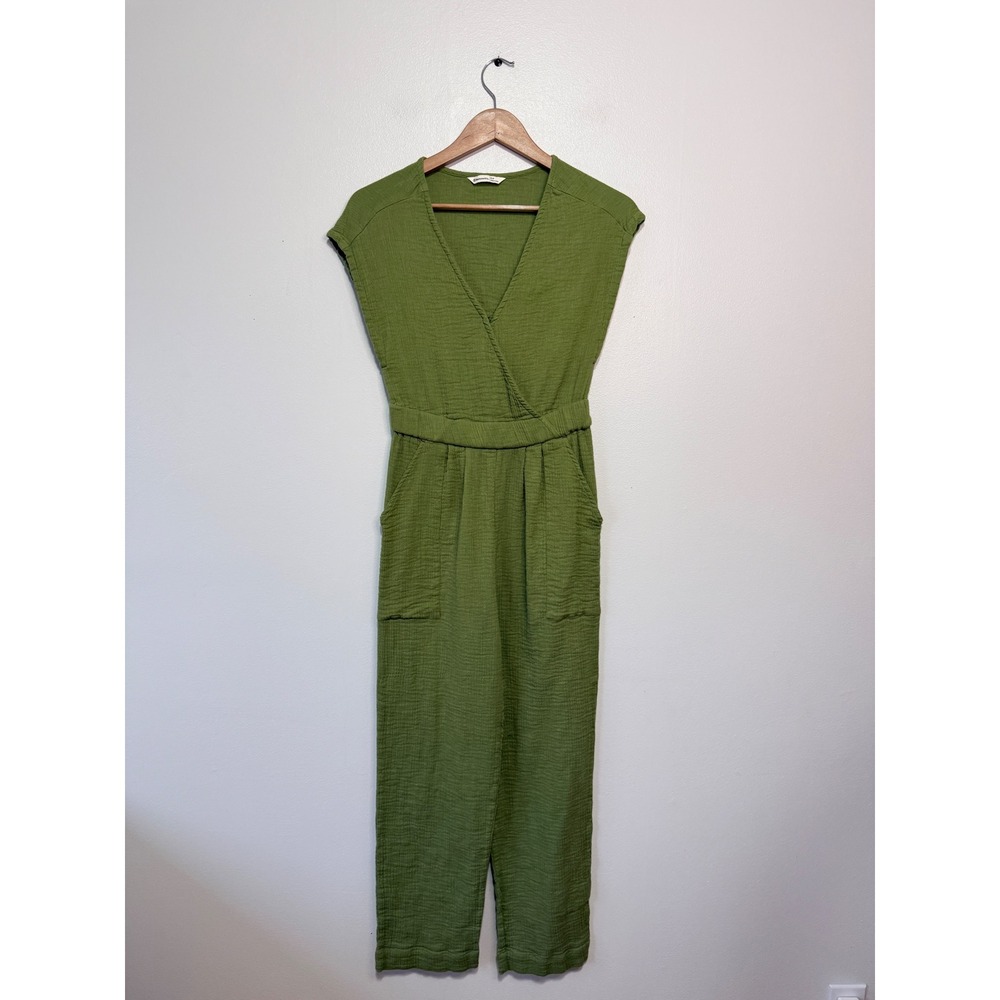 Backcountry Womens Olive Green Cotton Gauze V-Neck Jumpsuit Size Small‎ S/P